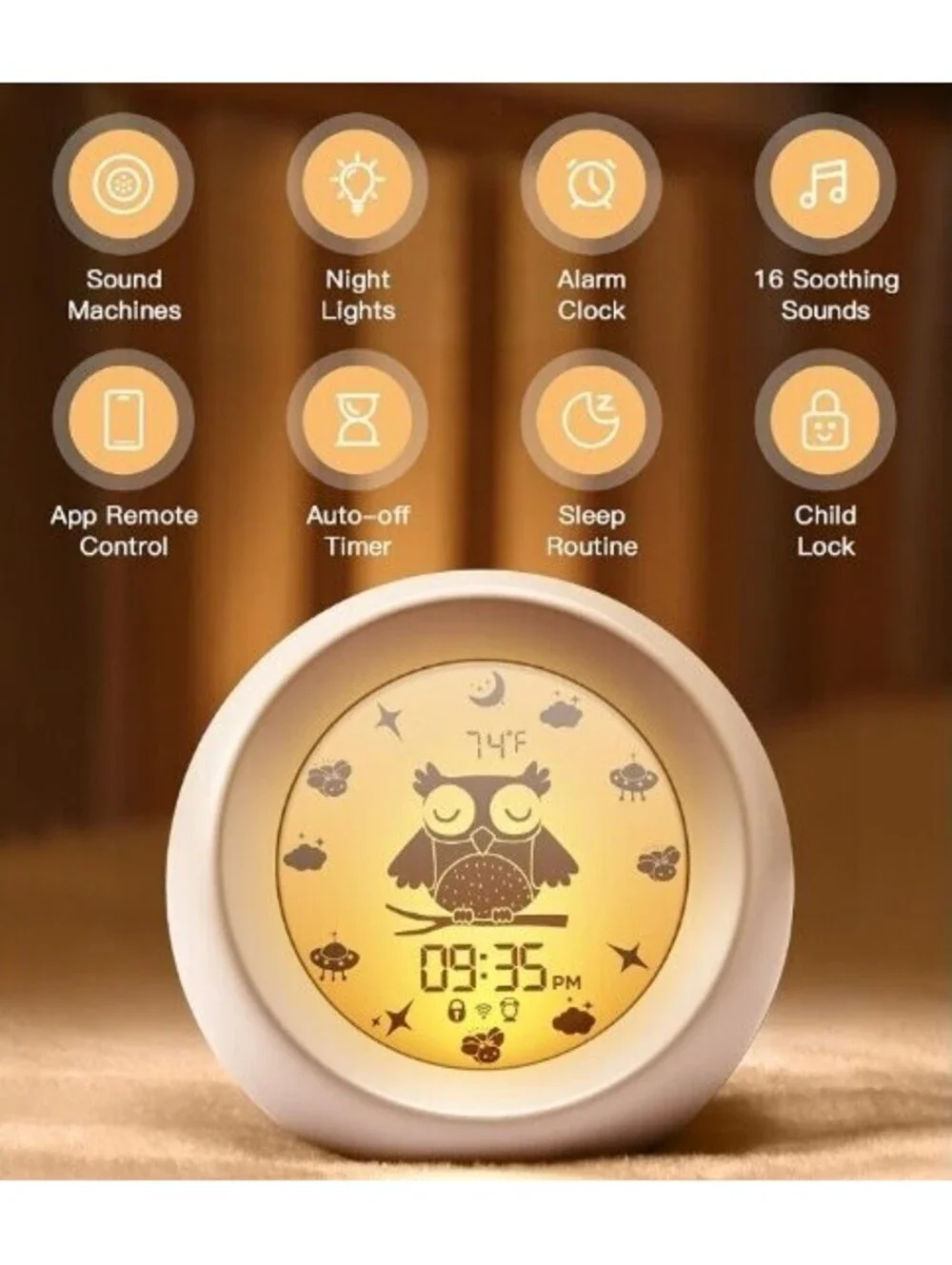 White Noise Machine 16 Soothing Sounds Alarm Clock RGB Night Lights 3-in-1 NEW